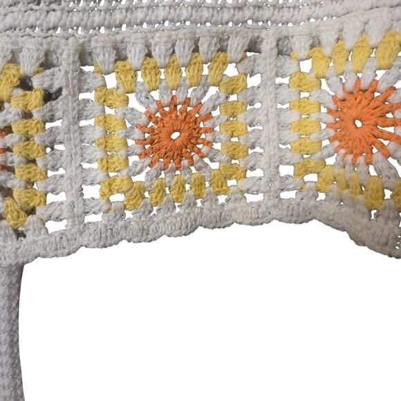 Sincerely Jules M Crochet Knit Sweater Granny Square Grandma Core Butter Yellow - Picture 4 of 11